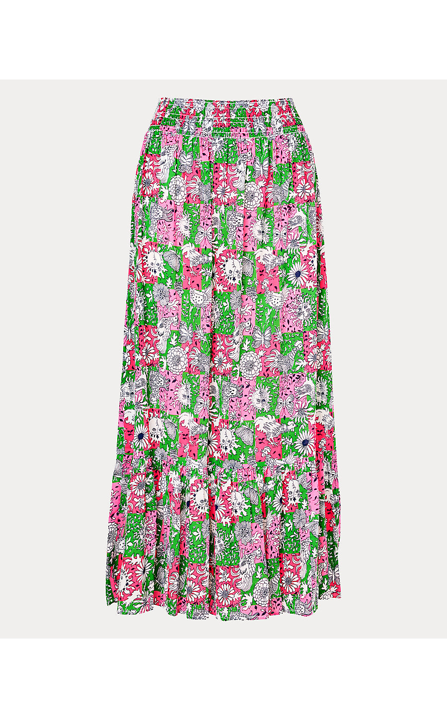 ENZO MAXI SKIRT COVERUP, CHERRY BLOSSOM PINK LIL CHICKEN CHECK