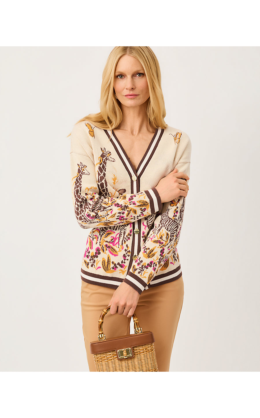 MARALISA CARDIGAN, RUTABAGA SKETCHING ON SAFARI JACQUARD