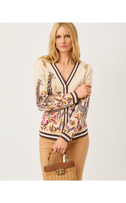 MARALISA CARDIGAN, RUTABAGA SKETCHING ON SAFARI JACQUARD