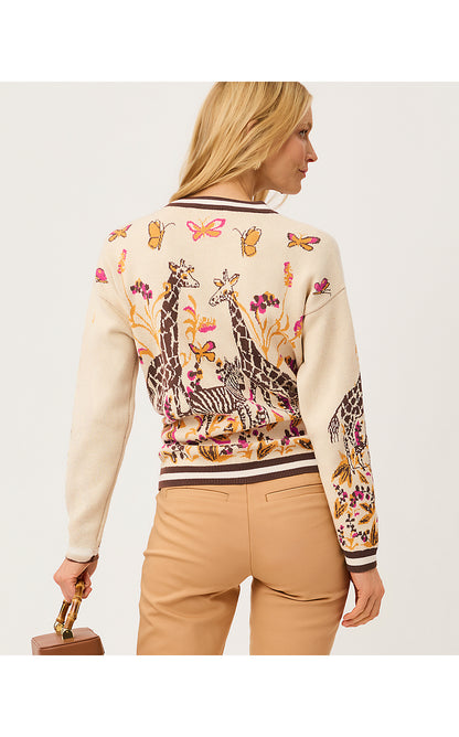 MARALISA CARDIGAN, RUTABAGA SKETCHING ON SAFARI JACQUARD