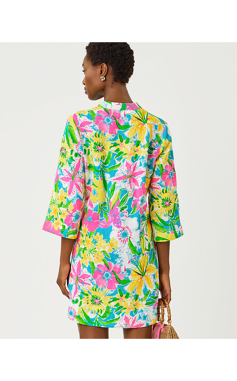 ANNADETTA LINEN TUNIC DRESS, MULTI LOVELY LILLY