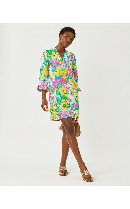 ANNADETTA LINEN TUNIC DRESS, MULTI LOVELY LILLY