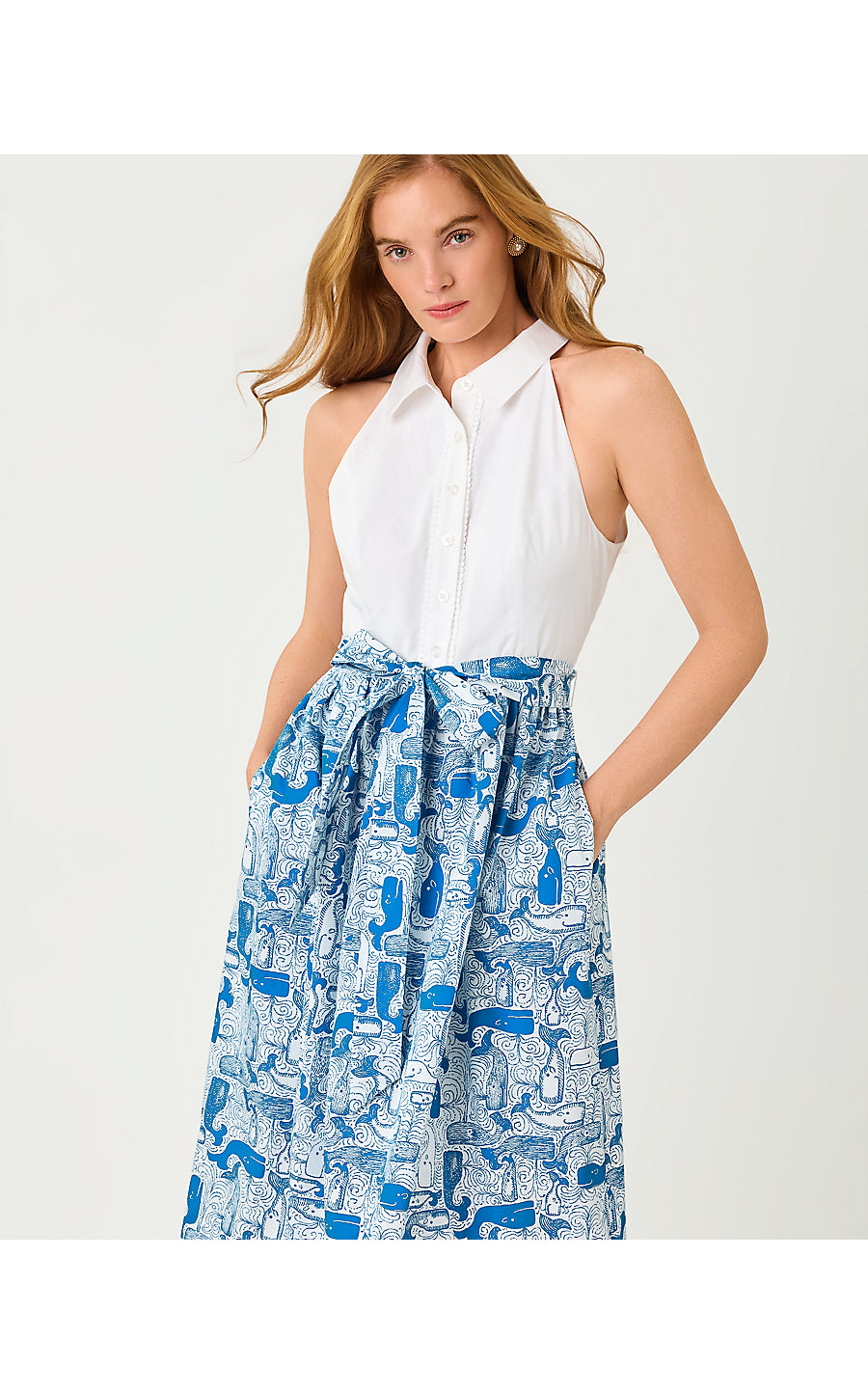MAURITZIA MIDI SHIRTDRESS, NASSAU BLUE THAR SHE BLOWS