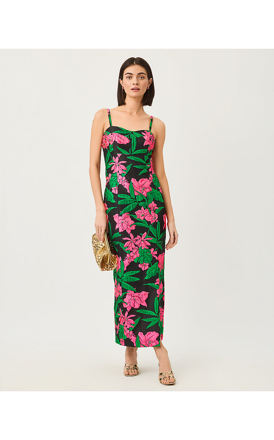ALIMA MAXI DRESS, NOIR JUNGLE BOUQUET JACQUARD