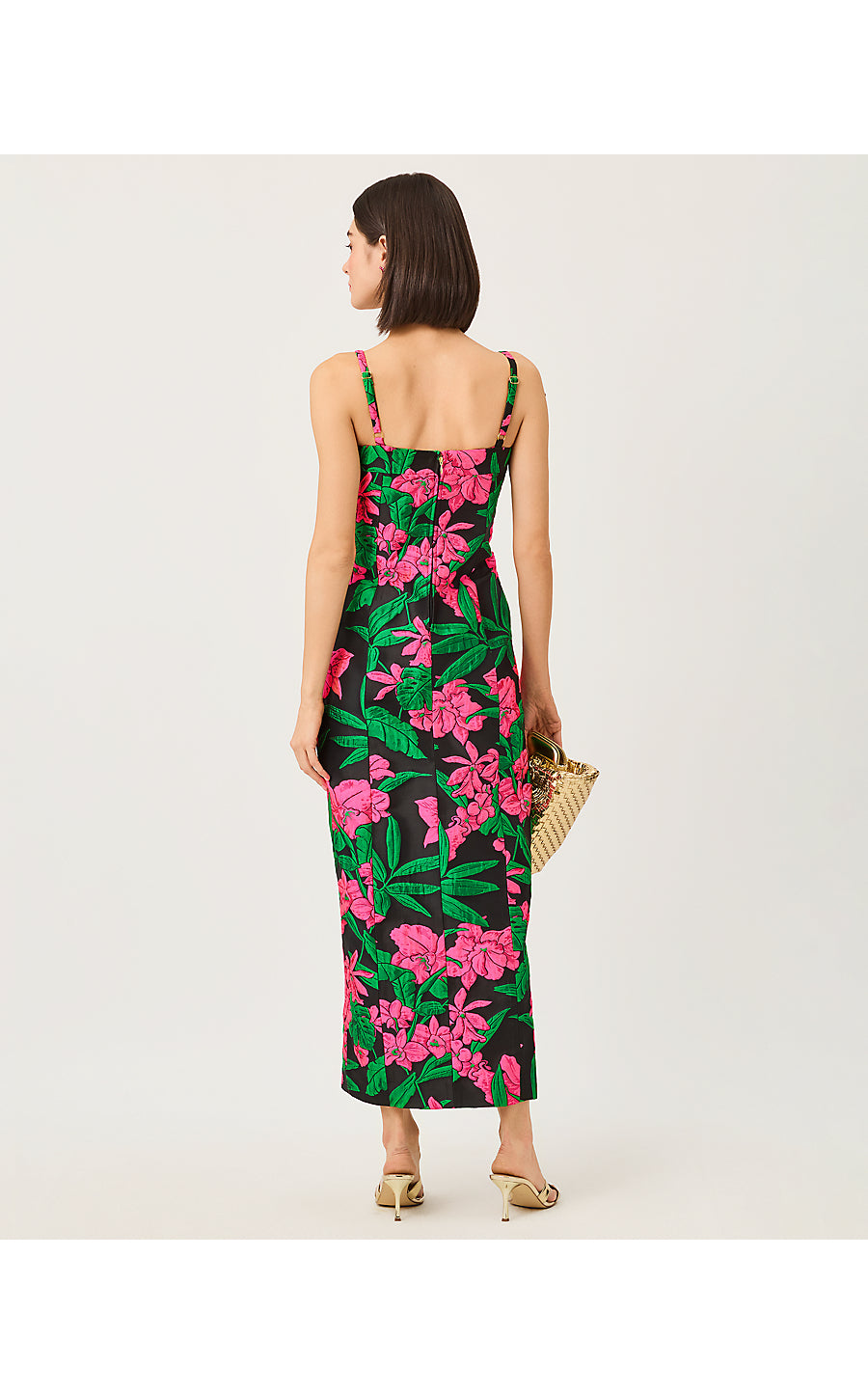 ALIMA MAXI DRESS, NOIR JUNGLE BOUQUET JACQUARD