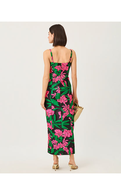 ALIMA MAXI DRESS, NOIR JUNGLE BOUQUET JACQUARD