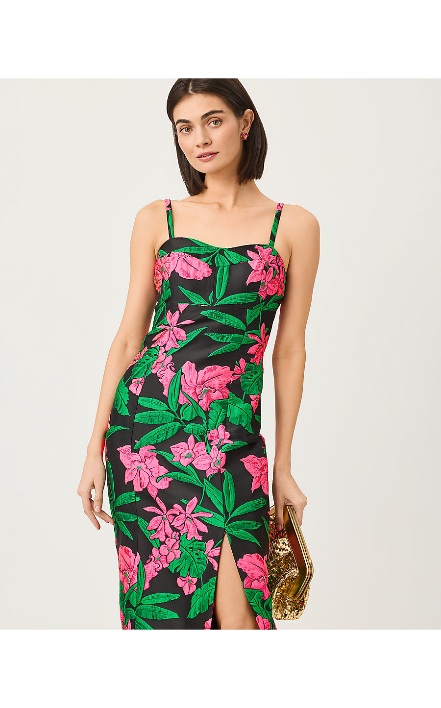 ALIMA MAXI DRESS, NOIR JUNGLE BOUQUET JACQUARD