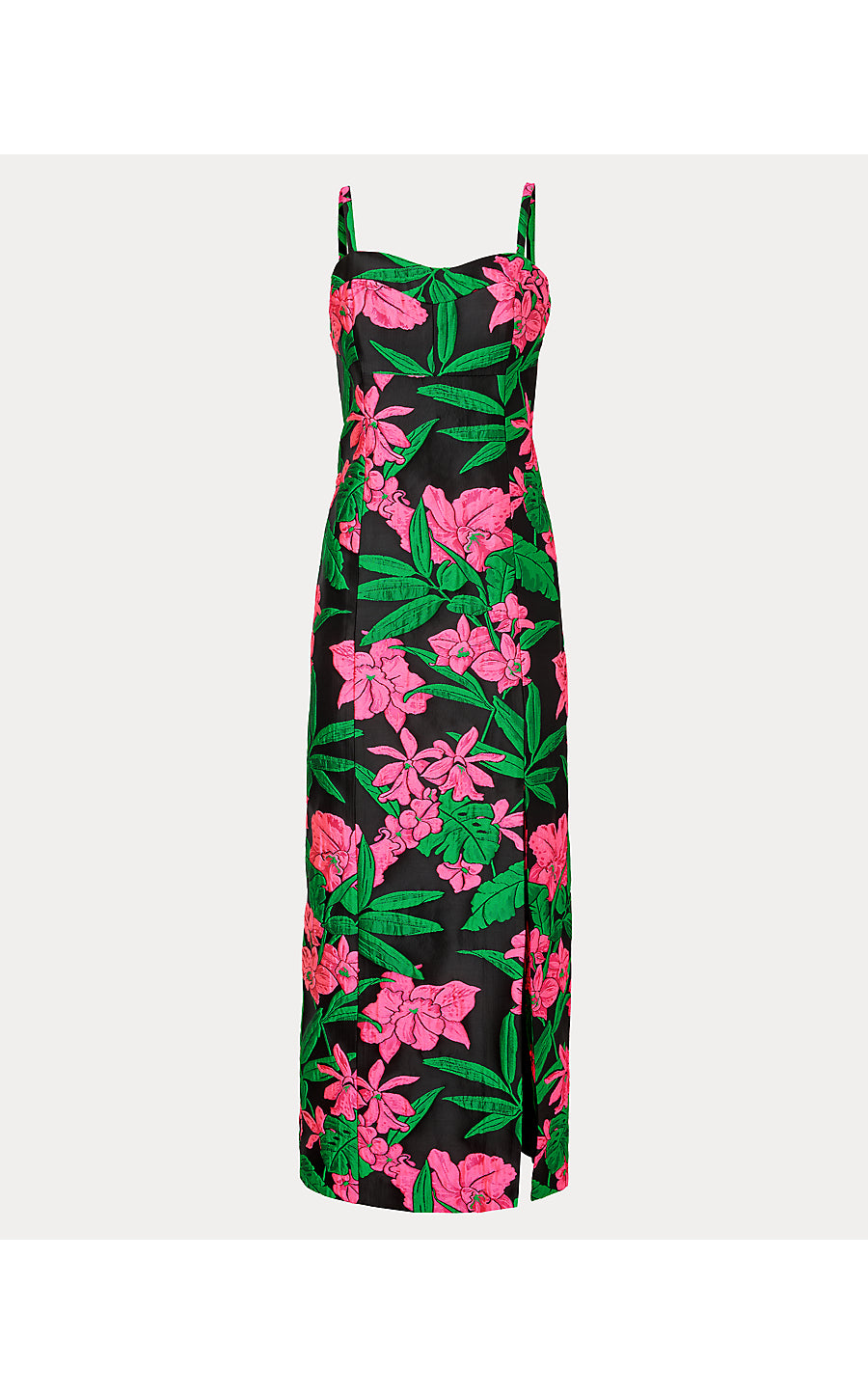 ALIMA MAXI DRESS, NOIR JUNGLE BOUQUET JACQUARD