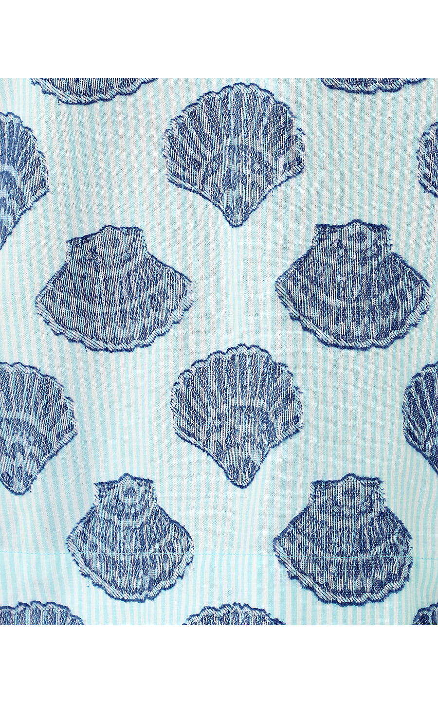MIALEIGH ELBOW SLEEVE TOP, DAY DREAM BLUE SEASHELL JACQUARD YARN DYED STRIPE