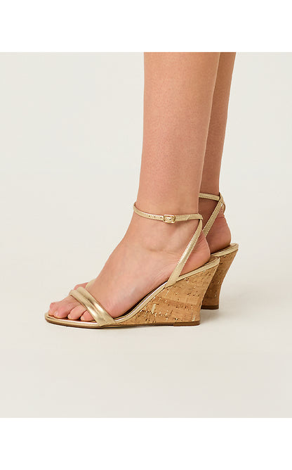 JUNIE WEDGE, GOLD METALLIC