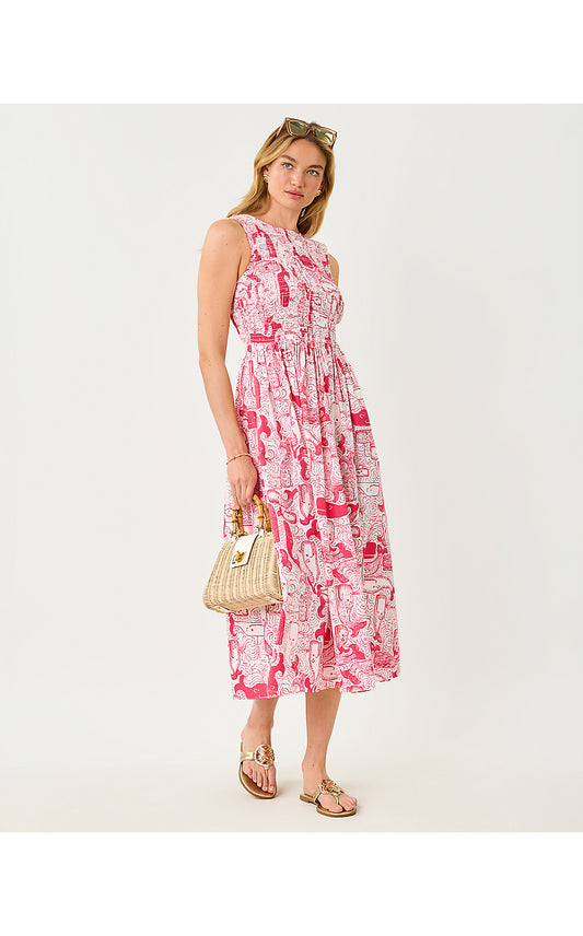 DAISEY SMOCKED MIDI DRESS, PARADISE PUNCH OVERSIZED THAR SHE BLOWS