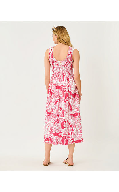 DAISEY SMOCKED MIDI DRESS, PARADISE PUNCH OVERSIZED THAR SHE BLOWS