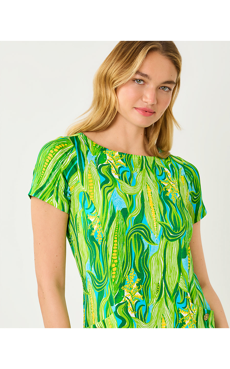 CHELLE UPF 50+ DRESS, TURQUOISE TIDE SWEET CORN