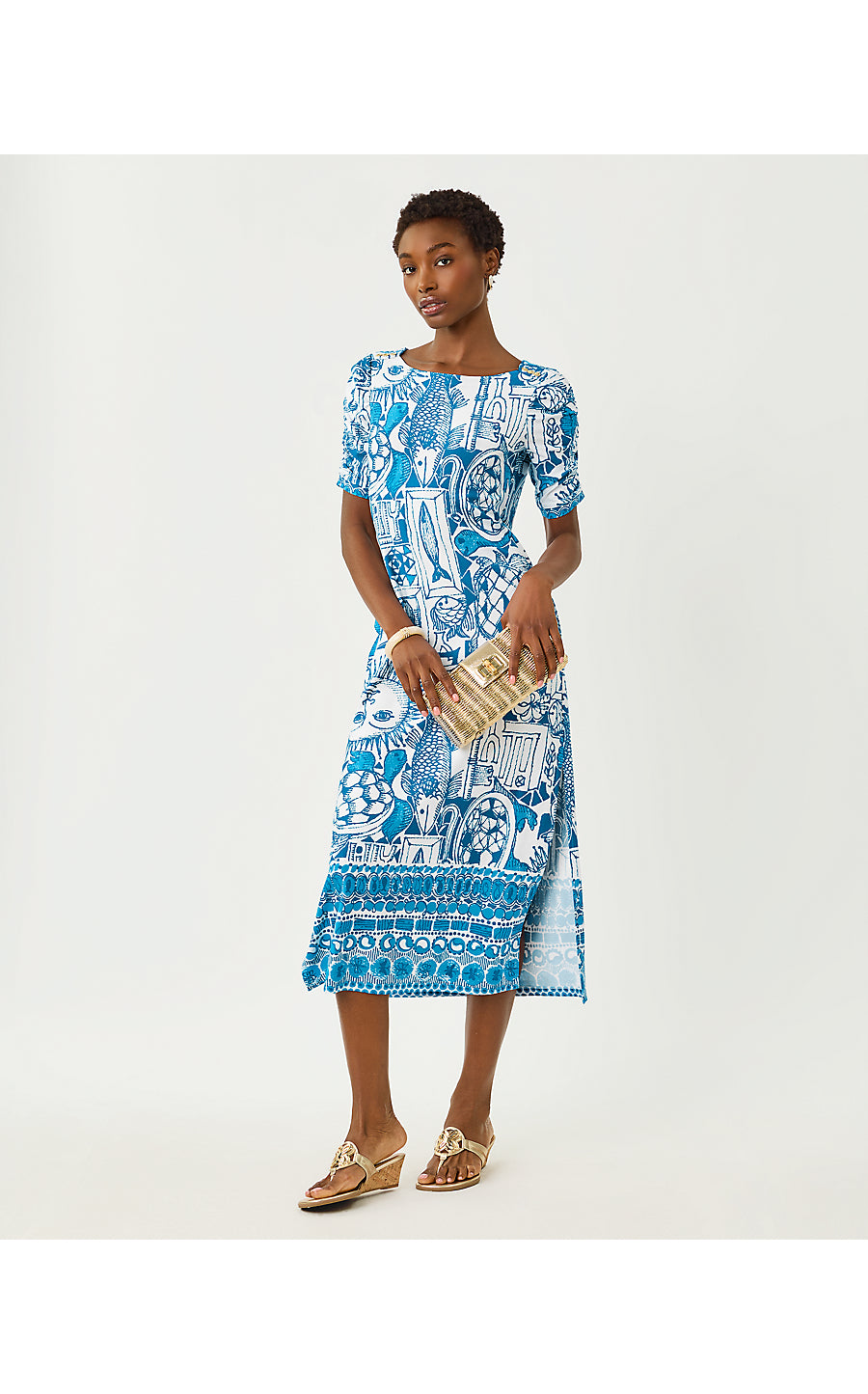 ZARAH UPF 50+ DRESS, RESORT WHITE OVERSIZED HARLILLYQUIN ENGINEERED KNIT DRESS