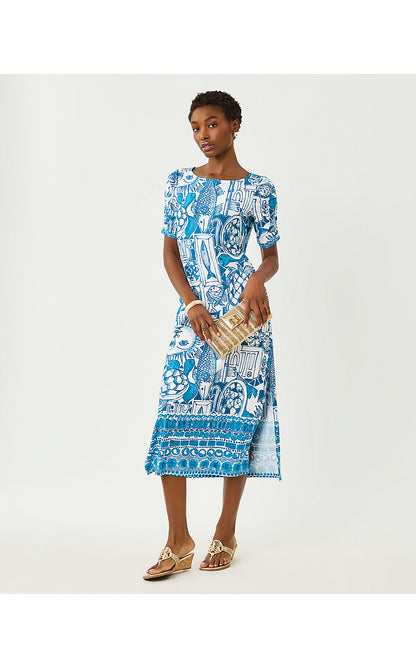 ZARAH UPF 50+ DRESS, RESORT WHITE OVERSIZED HARLILLYQUIN ENGINEERED KNIT DRESS