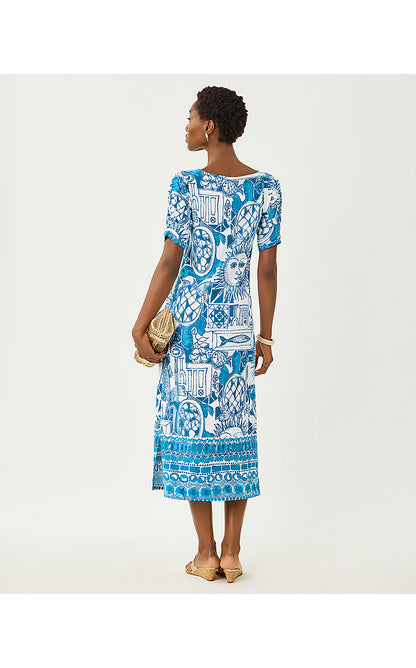 ZARAH UPF 50+ DRESS, RESORT WHITE OVERSIZED HARLILLYQUIN ENGINEERED KNIT DRESS