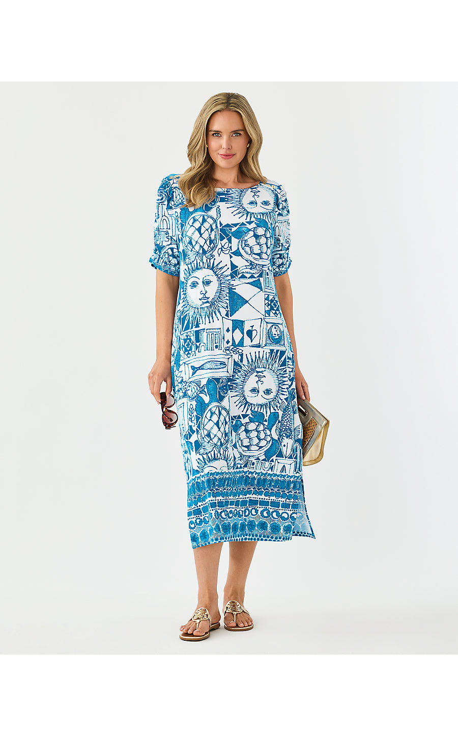 ZARAH UPF 50+ DRESS, RESORT WHITE OVERSIZED HARLILLYQUIN ENGINEERED KNIT DRESS