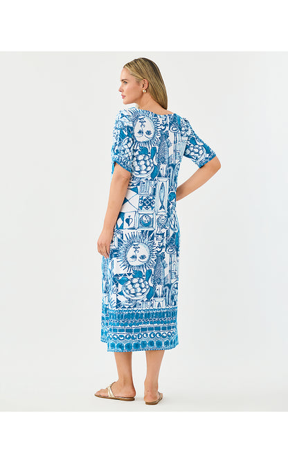 ZARAH UPF 50+ DRESS, RESORT WHITE OVERSIZED HARLILLYQUIN ENGINEERED KNIT DRESS