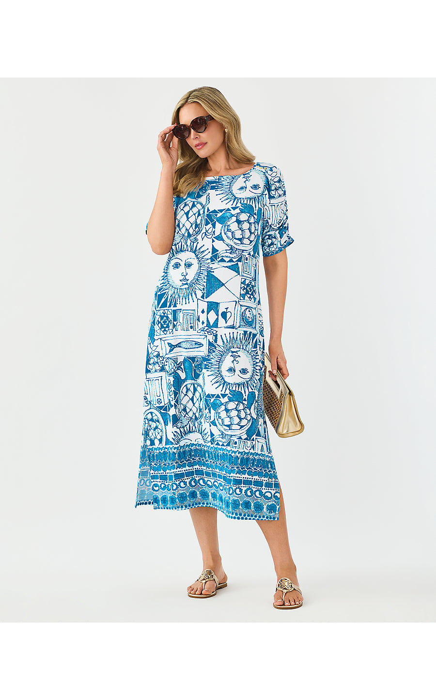 ZARAH UPF 50+ DRESS, RESORT WHITE OVERSIZED HARLILLYQUIN ENGINEERED KNIT DRESS
