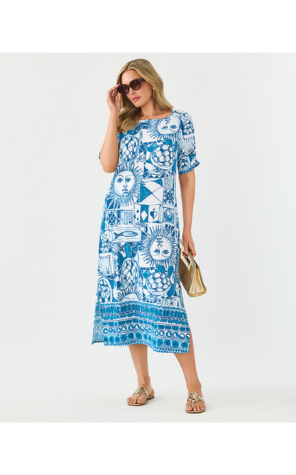 ZARAH UPF 50+ DRESS, RESORT WHITE OVERSIZED HARLILLYQUIN ENGINEERED KNIT DRESS