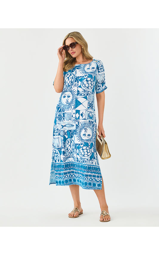 ZARAH UPF 50+ DRESS, RESORT WHITE OVERSIZED HARLILLYQUIN ENGINEERED KNIT DRESS