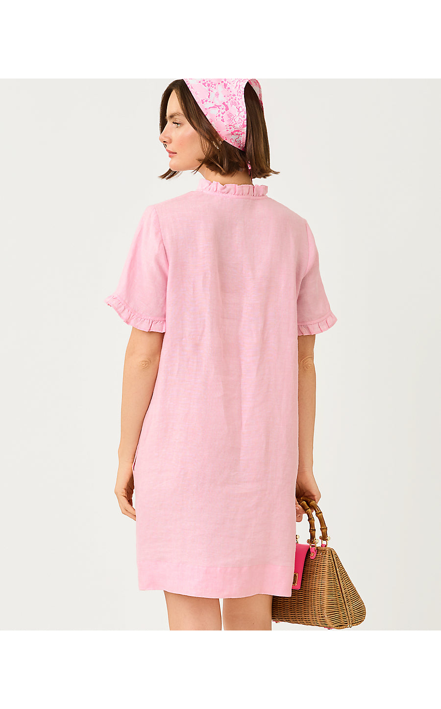 SCARLETTE DRESS, CONCH SHELL PINK X RESORT WHITE
