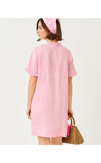 SCARLETTE DRESS, CONCH SHELL PINK X RESORT WHITE