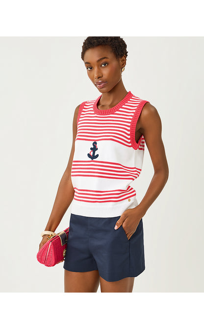 BREELAN SWEATER SHELL, PARADISE PUNCH NAUTICAL EMBROIDERY