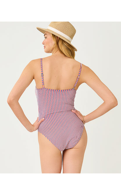 RHIANNAN ONE PIECE, RESORT WHITE X PARADISE PUNCH X STARLIGHT NAVY SEERSUCKER STRIPE SWIM