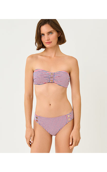 MELITA BANDEAU TOP, RESORT WHITE X PARADISE PUNCH X STARLIGHT NAVY SEERSUCKER STRIPE SWIM