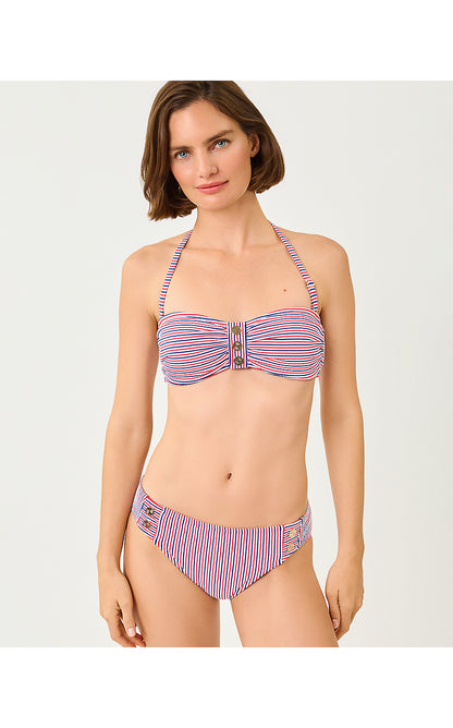 MELITA BANDEAU TOP, RESORT WHITE X PARADISE PUNCH X STARLIGHT NAVY SEERSUCKER STRIPE SWIM