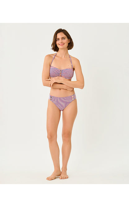 MELITA BANDEAU TOP, RESORT WHITE X PARADISE PUNCH X STARLIGHT NAVY SEERSUCKER STRIPE SWIM