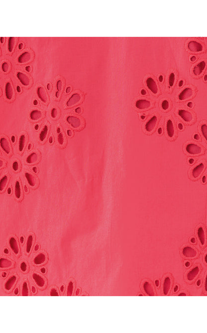 CASTINE SHORT SLEEVE TOP, PARADISE PUNCH MEDALLION PETALS EYELET
