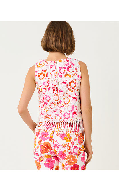 ANNALEESE SLEEVELESS CROPPED TOP, RESORT WHITE PANSY FANSY