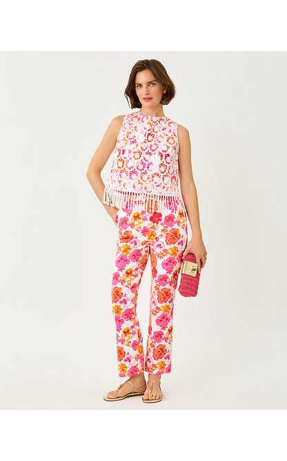 ANNALEESE SLEEVELESS CROPPED TOP, RESORT WHITE PANSY FANSY