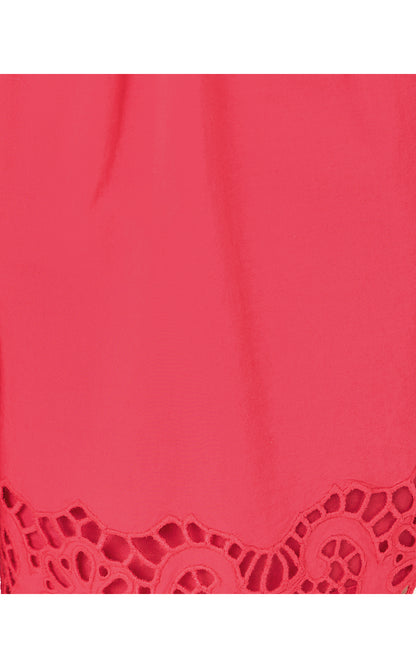 KILAH EYELET SHORT, PARADISE PUNCH MEDALLION PETALS SCALLOP EDGE CAMBRIC
