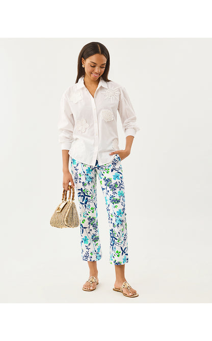BONDI BUTTON DOWN, RESORT WHITE SEASIDE APPLIQUE
