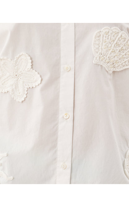 BONDI BUTTON DOWN, RESORT WHITE SEASIDE APPLIQUE