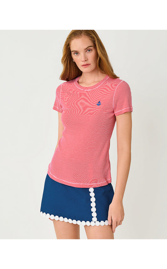 DANICA KNIT TOP, MULTI ANCHOR MINI EMBROIDERY