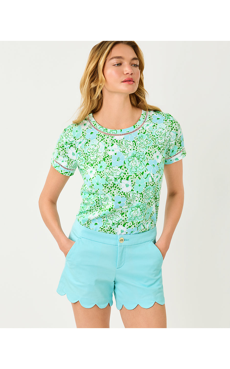 CLAIRMONT LADDER LACE KNIT TOP, MINT CONDITION BURST OF JOY
