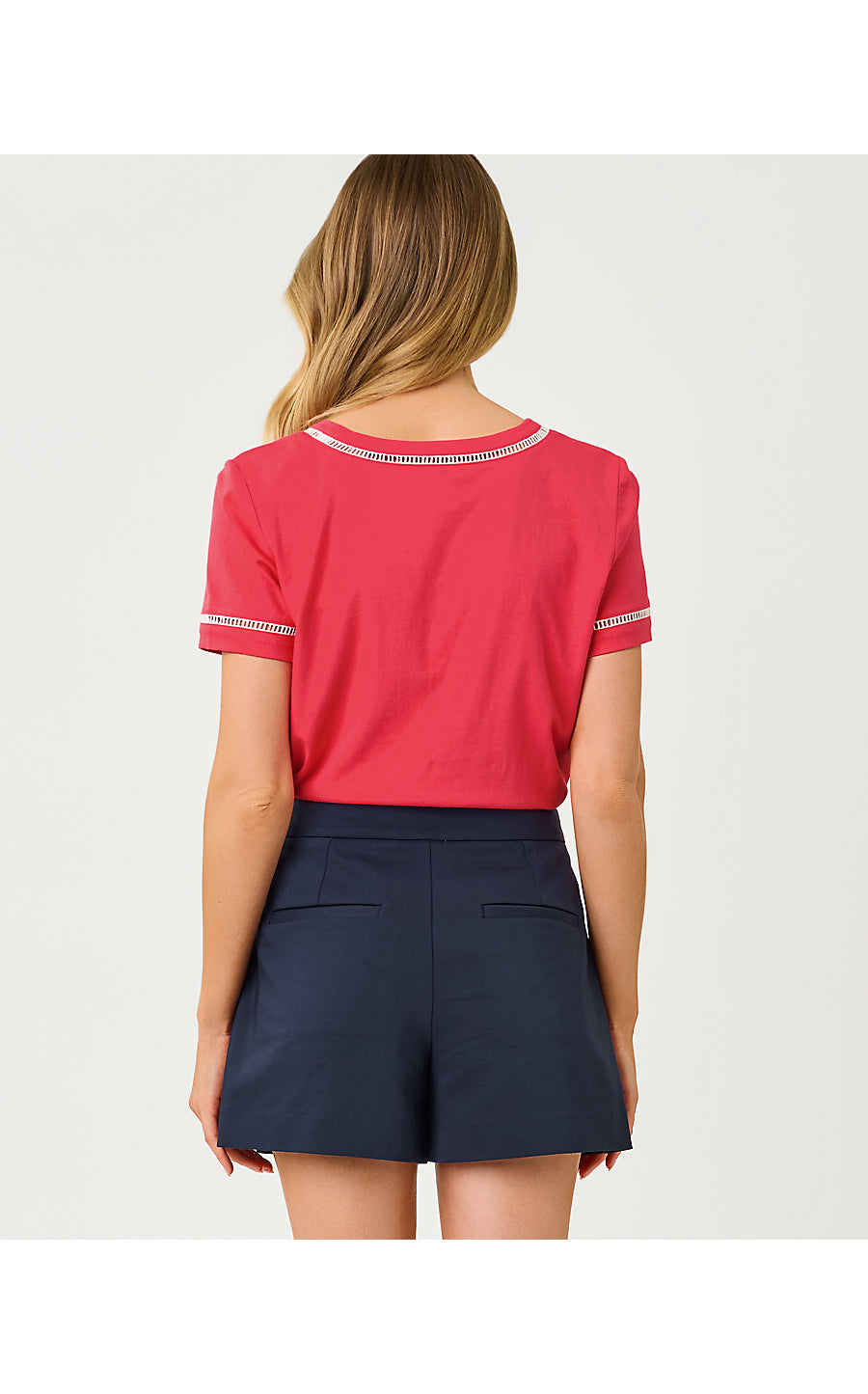 CLAIRMONT LADDER LACE KNIT TOP, PARADISE PUNCH