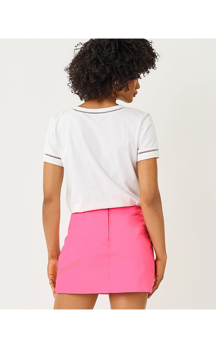 CLAIRMONT LADDER LACE KNIT TOP, RESORT WHITE