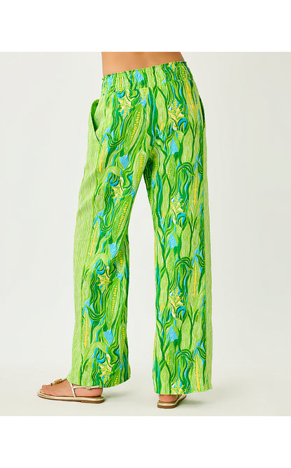 MIRABELLA LINEN PALAZZO PANT, TURQUOISE TIDE SWEET CORN ENGINEERED SET