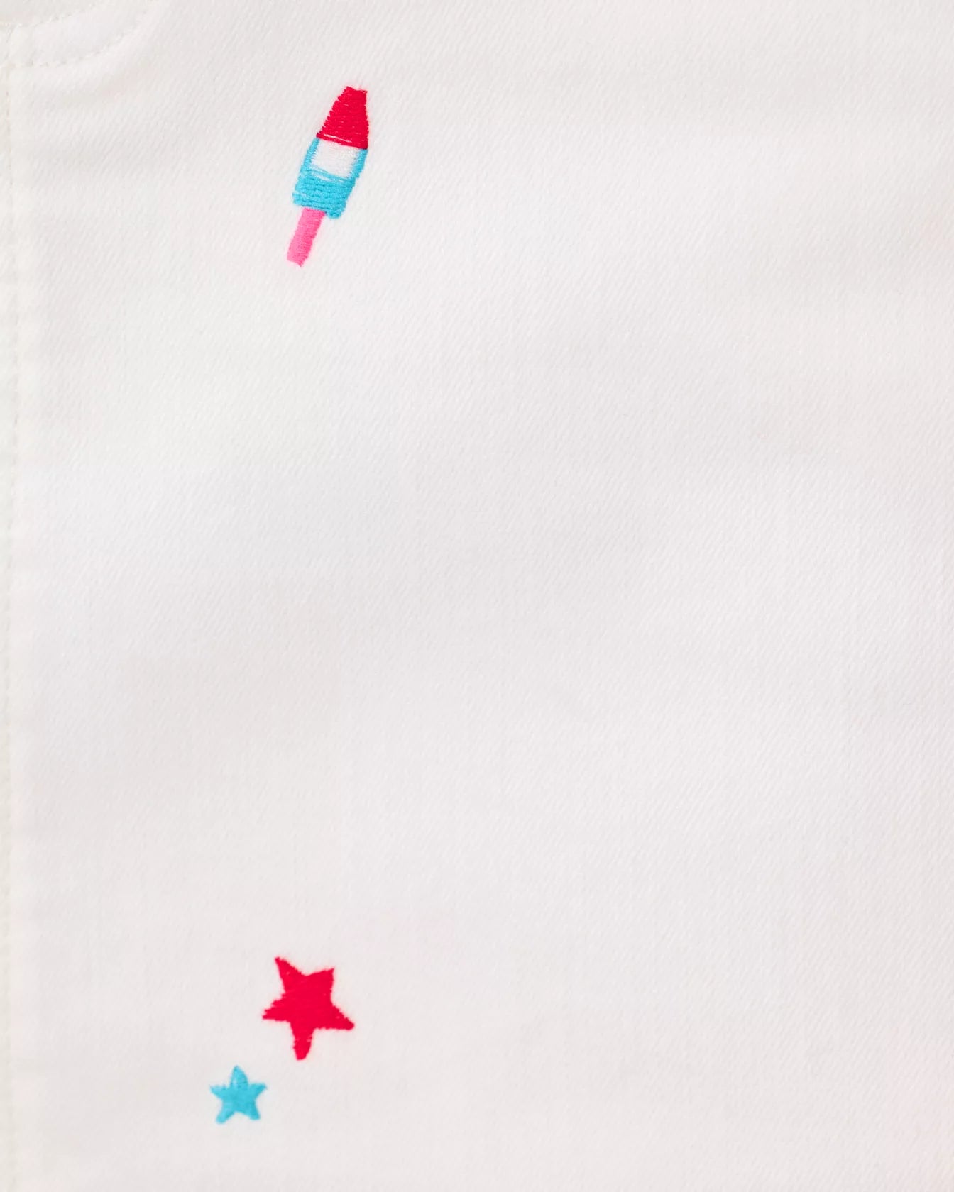 COLETTE DENIM SKORT, RESORT WHITE ITS A 250TH CELEBRATION EMBROIDERY