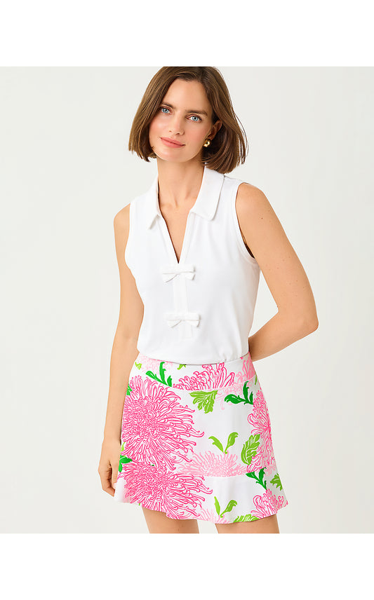 FRIDA SLEEVELESS BOW POLO, RESORT WHITE