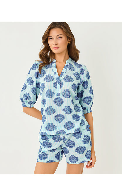 KILAH STRIPE JACQUARD SHORT, DAY DREAM BLUE SEASHELL JACQUARD YARN DYED STRIPE