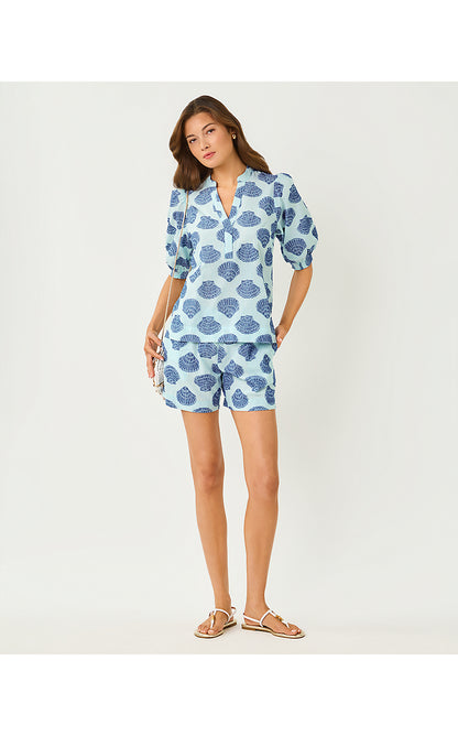 KILAH STRIPE JACQUARD SHORT, DAY DREAM BLUE SEASHELL JACQUARD YARN DYED STRIPE