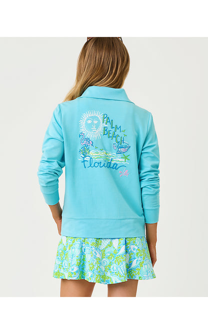 ELENI PULLOVER, MULTI FLORIDA TRAVEL POSTER EMBROIDERY
