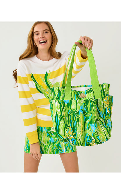 GWP FARMERS MARKET TOTE, TURQUOISE TIDE SWEET CORN