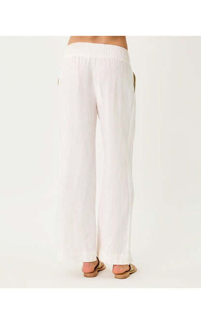 MIRABELLA LINEN PALAZZO PANT, RESORT WHITE